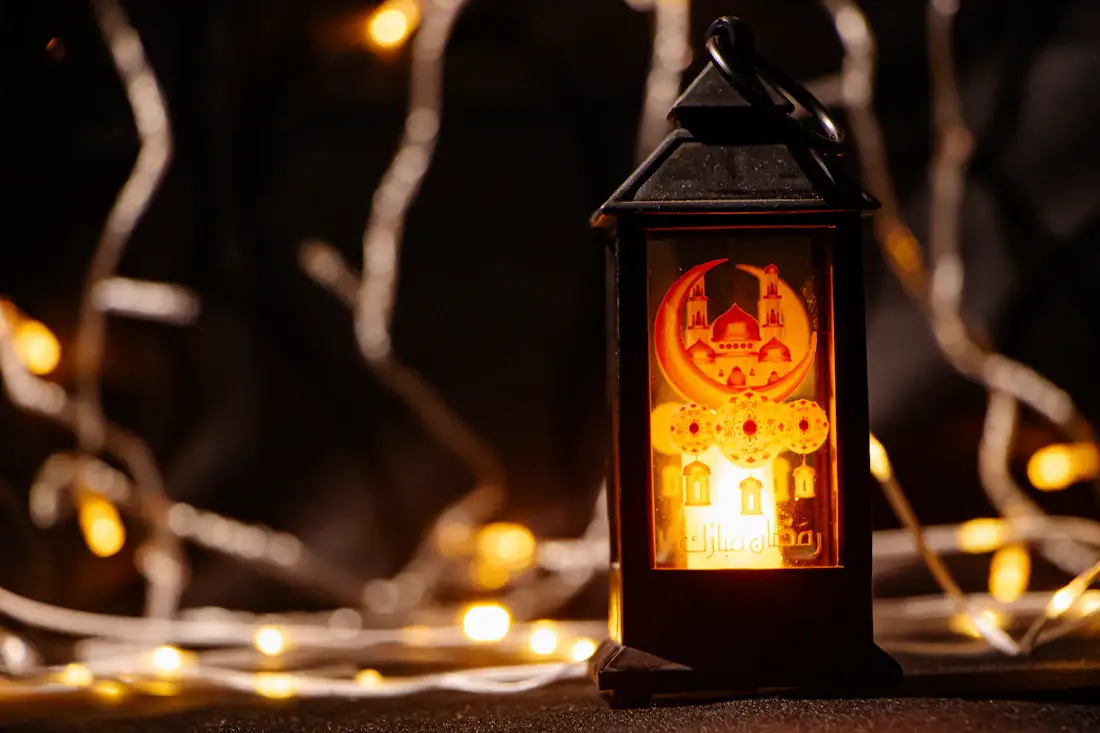 Ramadan lantern with warm lights