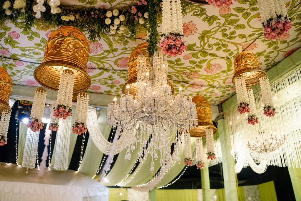 Crystal chandelier with florals by Events by OT